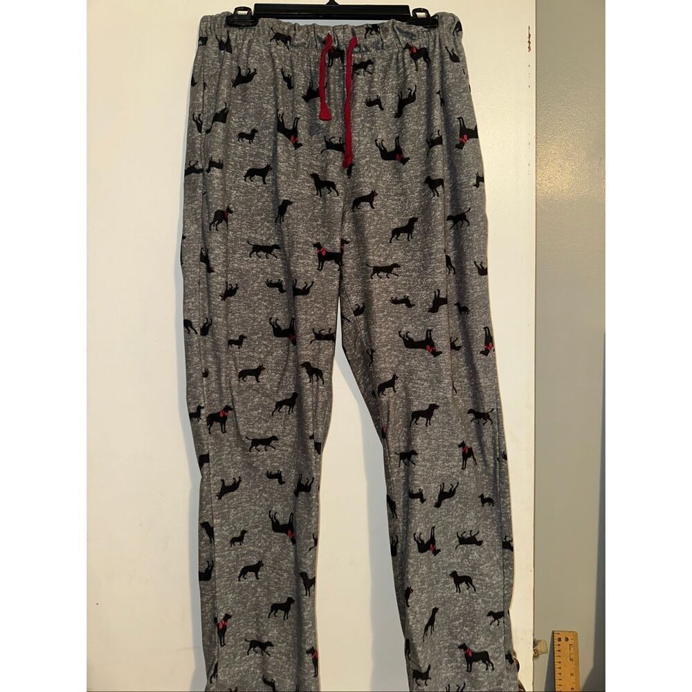 Cuddl Duds Women’s Pajama Set grey black lab Dog Print Long Sleeve Top & lounge - Picture 5 of 6